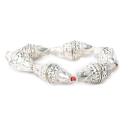 17x15mm Sterling Silver Plated Copper Cone with Large and Small Miligrain Pyramid 8 inch 12 pcs (ONLINE ORDER ONLY)