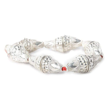 17x15mm Sterling Silver Plated Copper Cone with Large and Small Miligrain Pyramid 8 inch 12 pcs (ONLINE ORDER ONLY)