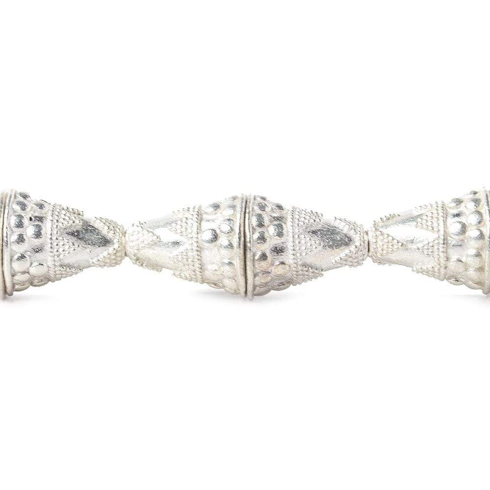 17x15mm Sterling Silver Plated Copper Cone with Large and Small Miligrain Pyramid 8 inch 12 pcs (ONLINE ORDER ONLY)