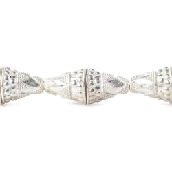 17x15mm Sterling Silver Plated Copper Cone with Large and Small Miligrain Pyramid 8 inch 12 pcs (ONLINE ORDER ONLY)