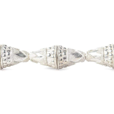 17x15mm Sterling Silver Plated Copper Cone with Large and Small Miligrain Pyramid 8 inch 12 pcs (ONLINE ORDER ONLY)