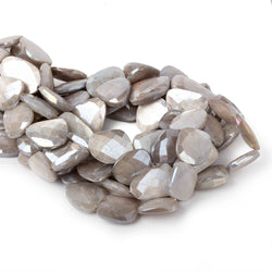 Mystic Platinum Grey  Moonstone Faceted Flat Nuggets 13.5 inch 15 beads (ONLINE ORDER ONLY)