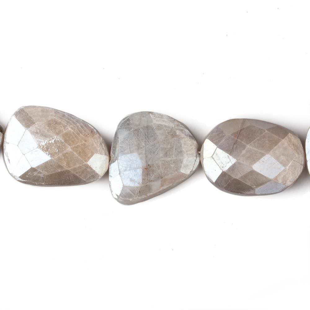 Mystic Platinum Grey  Moonstone Faceted Flat Nuggets 13.5 inch 15 beads (ONLINE ORDER ONLY)