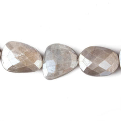 Mystic Platinum Grey  Moonstone Faceted Flat Nuggets 13.5 inch 15 beads (ONLINE ORDER ONLY)