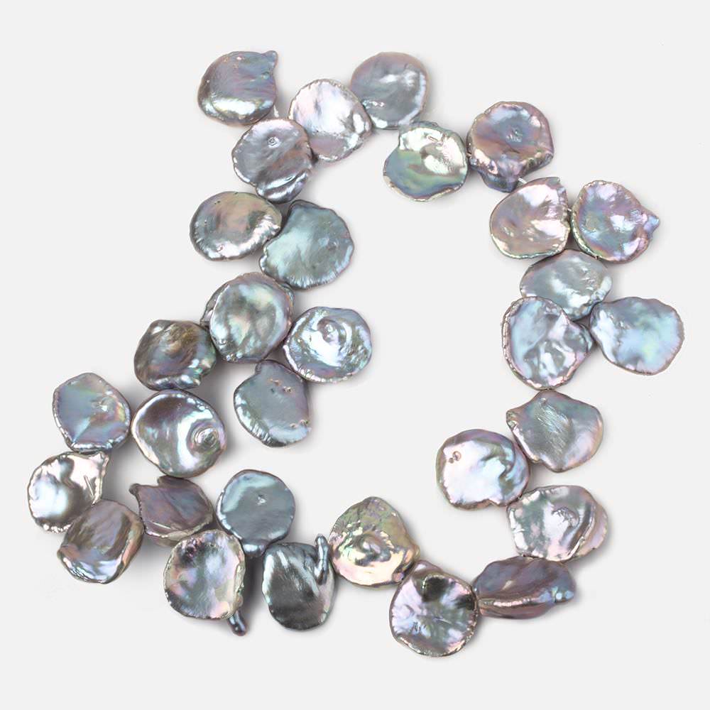 17x17-19x18mm Silver Iridesent Top Drilled Keshi Freshwater Pearls 15.5 inch 36 pieces AAA (ONLINE ORDER ONLY)