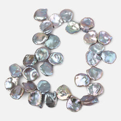 17x17-19x18mm Silver Iridesent Top Drilled Keshi Freshwater Pearls 15.5 inch 36 pieces AAA (ONLINE ORDER ONLY)