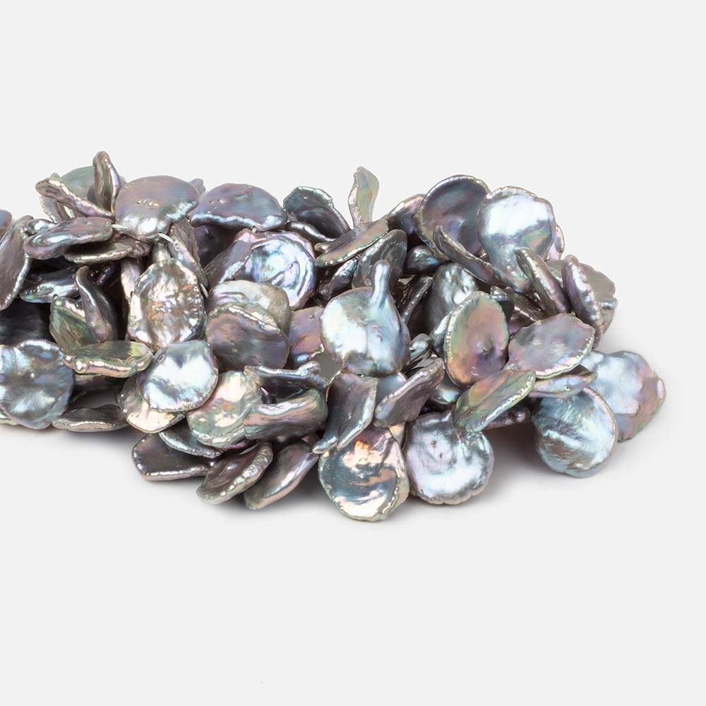 17x17-19x18mm Silver Iridesent Top Drilled Keshi Freshwater Pearls 15.5 inch 36 pieces AAA (ONLINE ORDER ONLY)