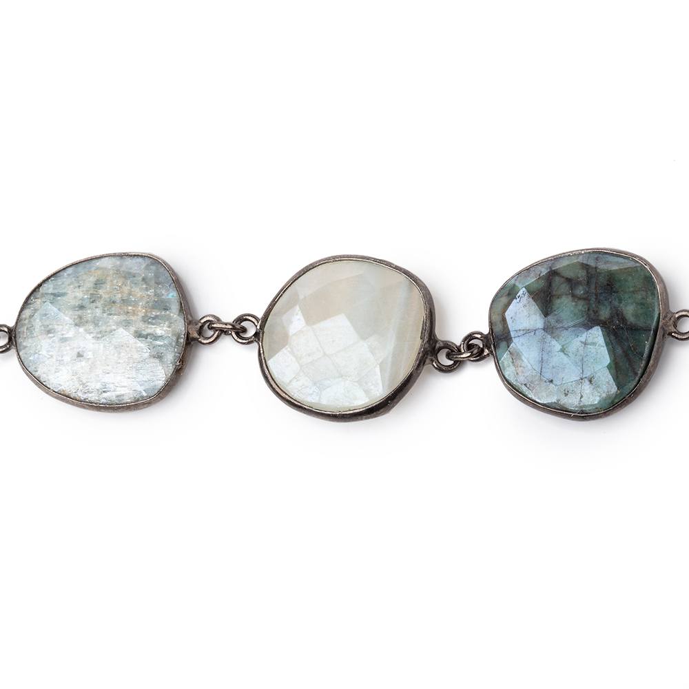 17x17-21x16mm Mystic Multi Gem Nuggets Black Gold over .925 Bezeled Chain (ONLINE ORDER ONLY)