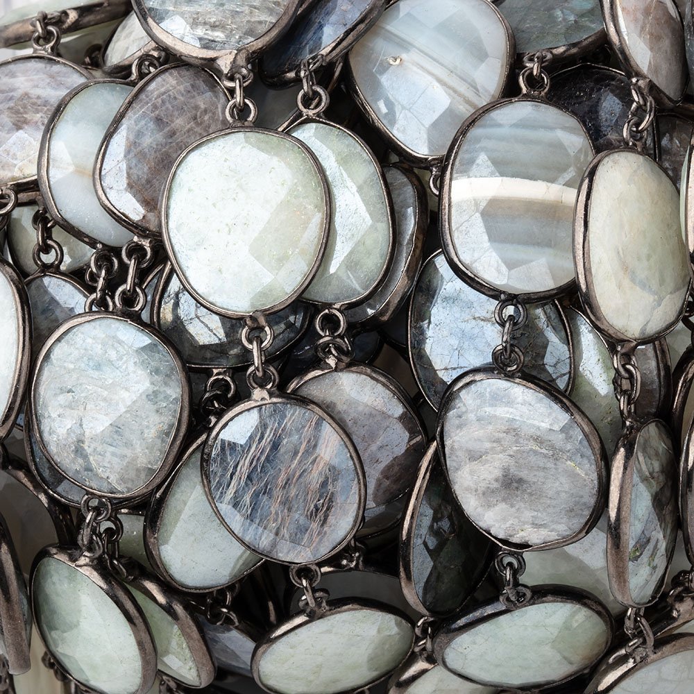 17x17-21x16mm Mystic Multi Gem Nuggets Black Gold over .925 Bezeled Chain (ONLINE ORDER ONLY)