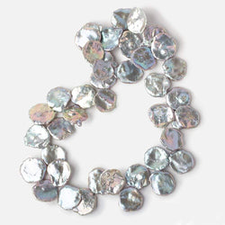 17x17.5-19x18mm Silver Ultra Keshi Pearl Iridescent Overtone 15 inch 40 pieces AAA Grade (ONLINE ORDER ONLY)