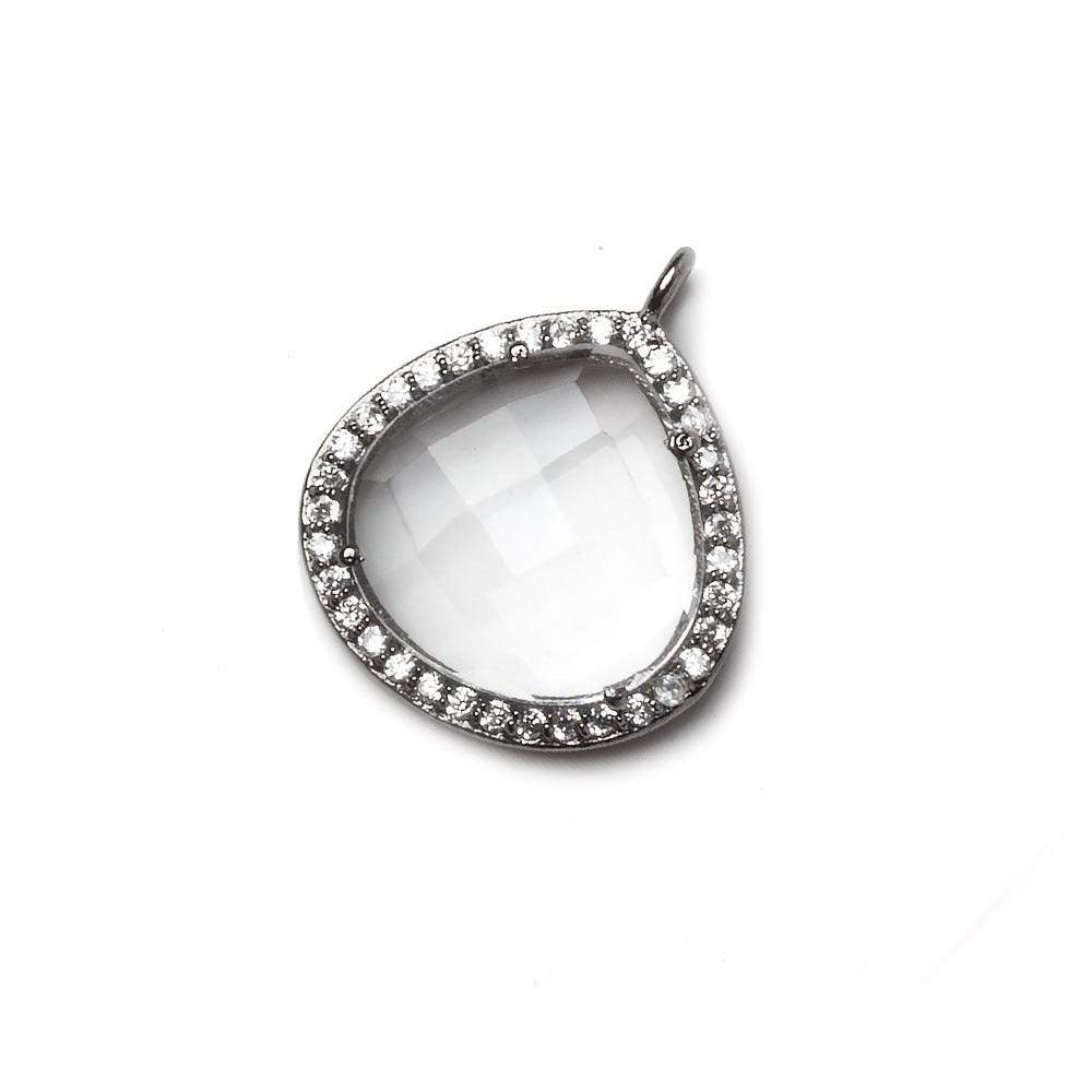 17x17mm Black Gold Bezeled CZ & Crystal Quartz Heart Pendant 1 piece (ONLINE ORDER ONLY)