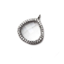 17x17mm Black Gold Bezeled CZ & Crystal Quartz Heart Pendant 1 piece (ONLINE ORDER ONLY)