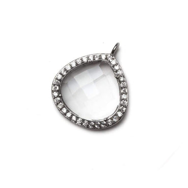 17x17mm Black Gold Bezeled CZ & Crystal Quartz Heart Pendant 1 piece (ONLINE ORDER ONLY)