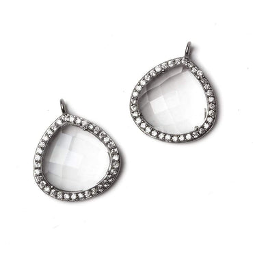 17x17mm Black Gold Bezeled CZ & Crystal Quartz Heart Pendant 1 piece (ONLINE ORDER ONLY)