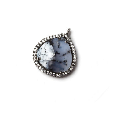 17x17mm Black Gold Bezeled CZ & Dendritic Opal Heart Pendant 1 piece (ONLINE ORDER ONLY)