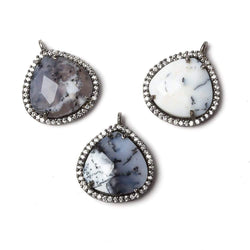 17x17mm Black Gold Bezeled CZ & Dendritic Opal Heart Pendant 1 piece (ONLINE ORDER ONLY)