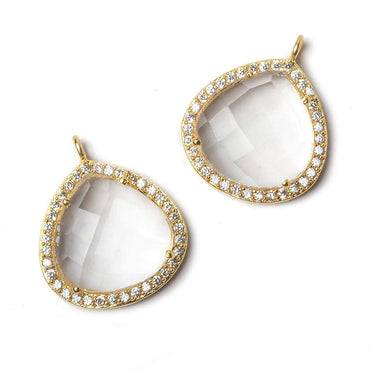 17x17mm Vermeil Bezeled CZ & Crystal Quartz Heart Pendant 1 piece (ONLINE ORDER ONLY)