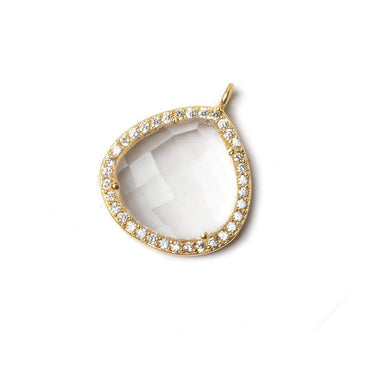 17x17mm Vermeil Bezeled CZ & Crystal Quartz Heart Pendant 1 piece (ONLINE ORDER ONLY)