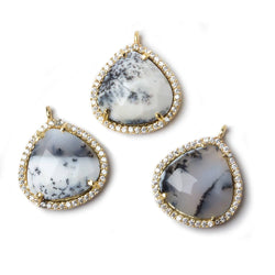17x17mm Vermeil Bezeled CZ & Dendritic Opal Heart Pendant 1 piece (ONLINE ORDER ONLY)