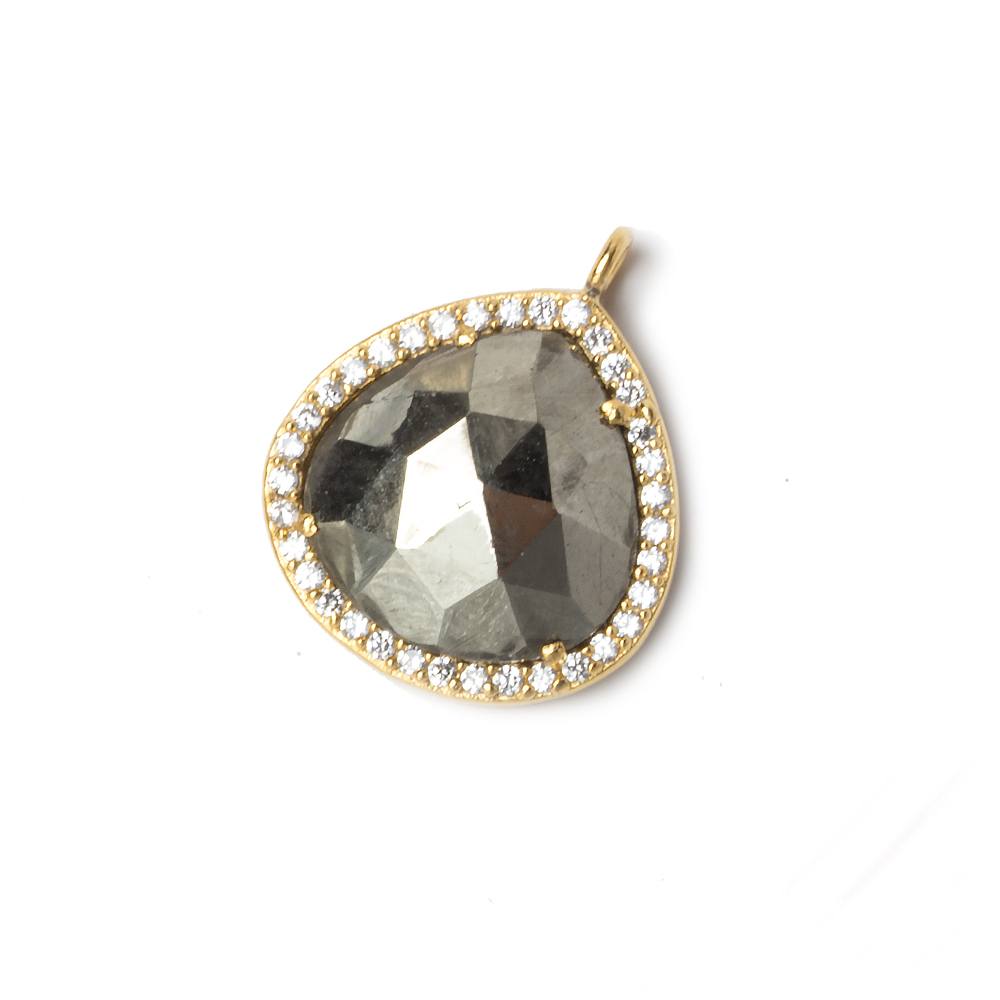 17x17mm Vermeil Bezeled CZ & Pyrite Heart Pendant 1 piece (ONLINE ORDER ONLY)