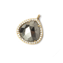 17x17mm Vermeil Bezeled CZ & Pyrite Heart Pendant 1 piece (ONLINE ORDER ONLY)