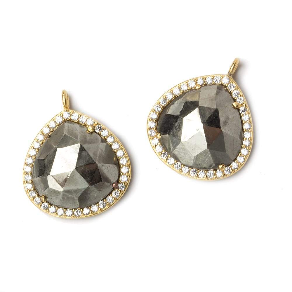 17x17mm Vermeil Bezeled CZ & Pyrite Heart Pendant 1 piece (ONLINE ORDER ONLY)