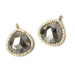 17x17mm Vermeil Bezeled CZ & Pyrite Heart Pendant 1 piece (ONLINE ORDER ONLY)