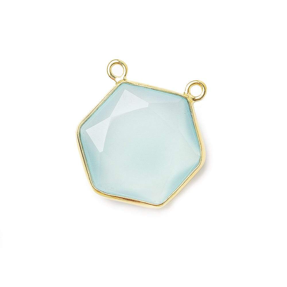 17x17mm Vermeil Bezel Sea Green Chalcedony Hexagon Connector 1 piece (ONLINE ORDER ONLY)