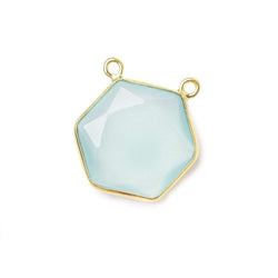 17x17mm Vermeil Bezel Sea Green Chalcedony Hexagon Connector 1 piece (ONLINE ORDER ONLY)