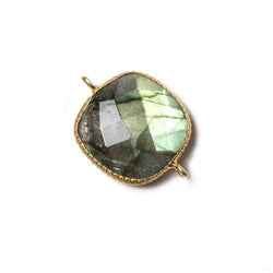 17x17mm Vermeil Rope Bezel Labradorite faceted pillow Connector 1 piece (ONLINE ORDER ONLY)