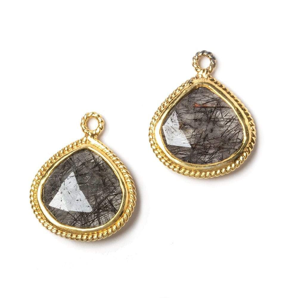 14mm Vermeil Rope Bezel Tourmalinated Quartz heart Pendant 1 piece (ONLINE ORDER ONLY)