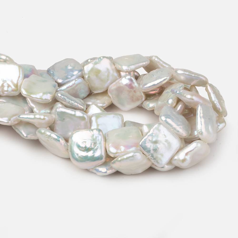17x17mm White Iridescent Square Freshwater Pearls 16.25 inch 22 pieces AA (ONLINE ORDER ONLY)