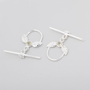 17x18mm Sterling Silver Toggle with Leaves & Lemon Quartz 1 piece (ONLINE ORDER ONLY)