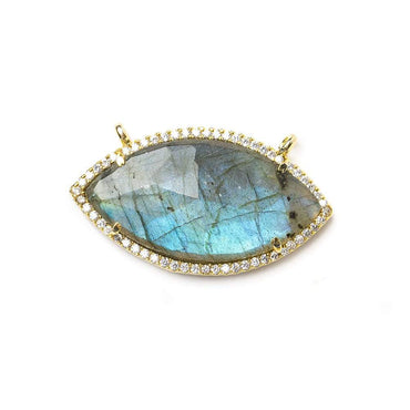 17x33mm Vermeil Bezel CZ & Labradorite Marquise East West Connector (ONLINE ORDER ONLY)