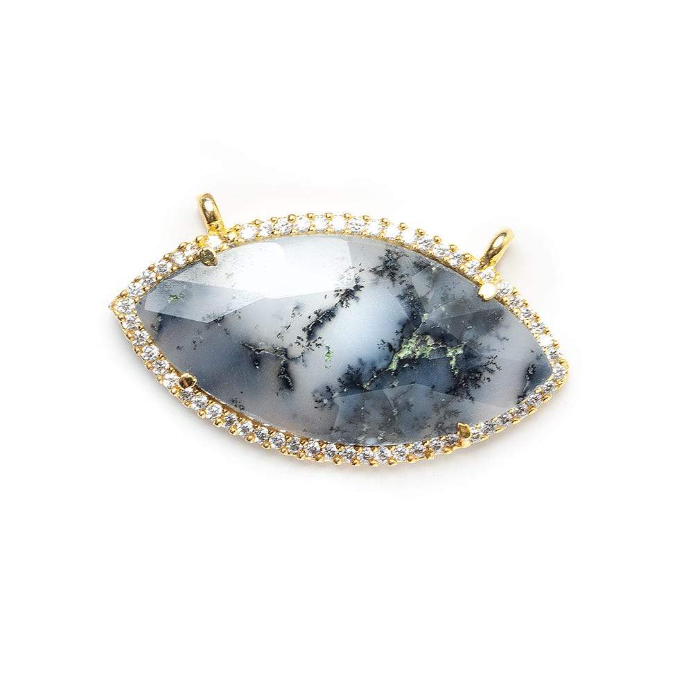 33x17mm Vermeil CZ Bezel Dendritic Opal Marquise  Connector (ONLINE ORDER ONLY)