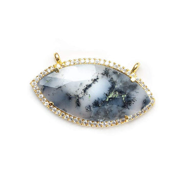 33x17mm Vermeil CZ Bezel Dendritic Opal Marquise  Connector (ONLINE ORDER ONLY)