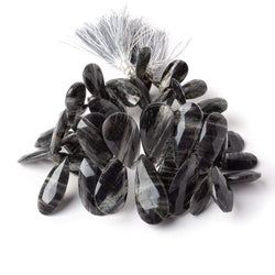 17x7-28x13mm Black Moss Quartz Faceted Pear Beads 9 inch 45 pieces (ONLINE ORDER ONLY)