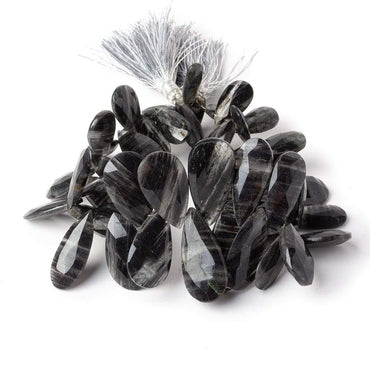 17x7-28x13mm Black Moss Quartz Faceted Pear Beads 9 inch 45 pieces (ONLINE ORDER ONLY)