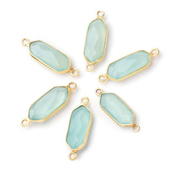 17x7mm Vermeil Bezel Seafoam Chalcedony Modified Marquise Connector 1 piece (ONLINE ORDER ONLY)