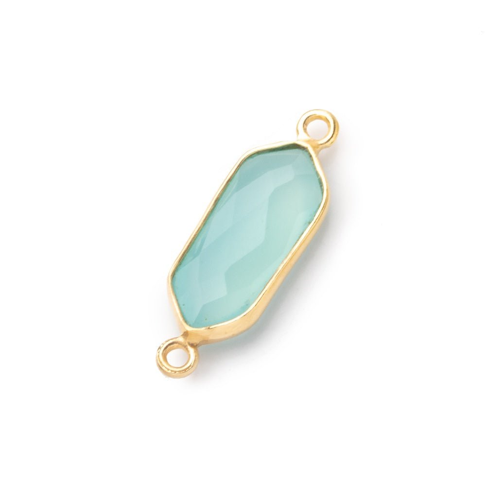 17x7mm Vermeil Bezel Seafoam Chalcedony Modified Marquise Connector 1 piece (ONLINE ORDER ONLY)