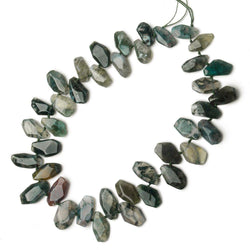 17x8-26x12mm Moss Agate Bead Faceted Nugget 16 inch 37 pieces (ONLINE ORDER ONLY)