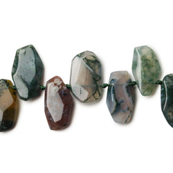 17x8-26x12mm Moss Agate Bead Faceted Nugget 16 inch 37 pieces (ONLINE ORDER ONLY)