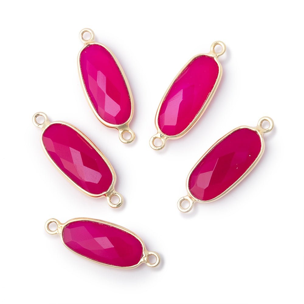 17x8mm Vermeil Bezel Berry Chalcedony Elongated Oval 1 Connector (ONLINE ORDER ONLY)