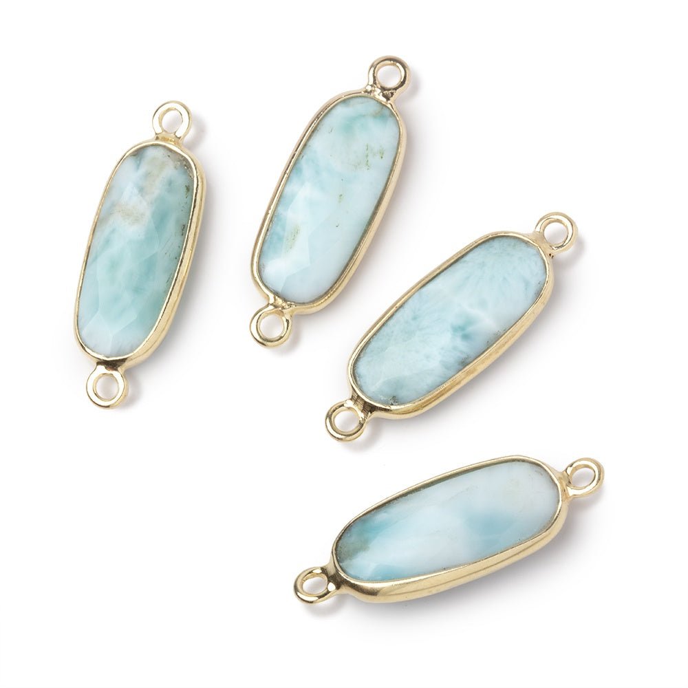 17x8mm Vermeil Bezel Larimar Elongated Oval Connector 1 piece (ONLINE ORDER ONLY)