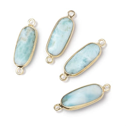 17x8mm Vermeil Bezel Larimar Elongated Oval Connector 1 piece (ONLINE ORDER ONLY)