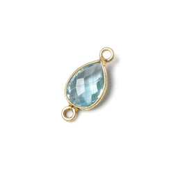 11x8mm Vermeil Bezel Sky Blue Topaz Pear Connector 1 piece (ONLINE ORDER ONLY)