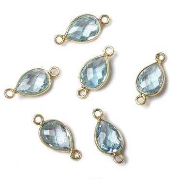 11x8mm Vermeil Bezel Sky Blue Topaz Pear Connector 1 piece (ONLINE ORDER ONLY)