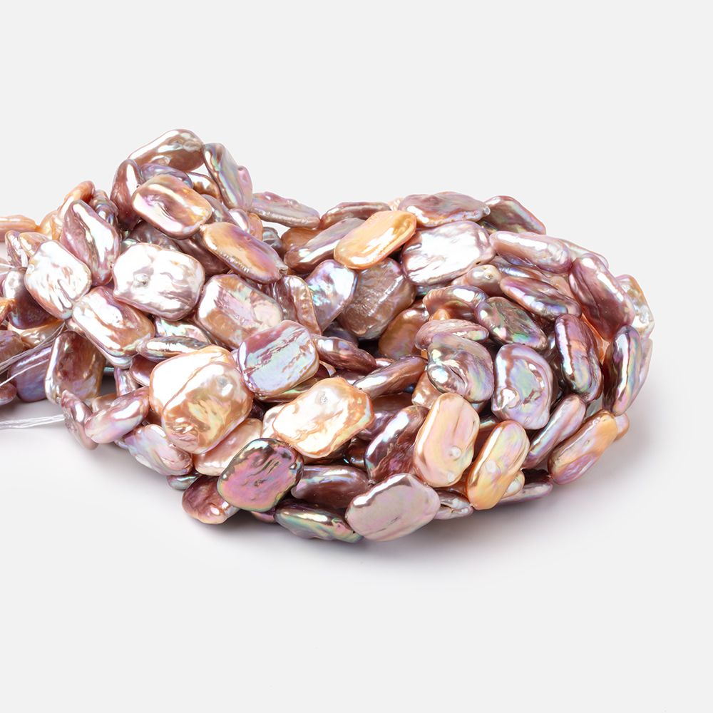 18-19mm Tonal Blush Rectangle Freshwater Pearls 15 inch 21 beads (ONLINE ORDER ONLY)