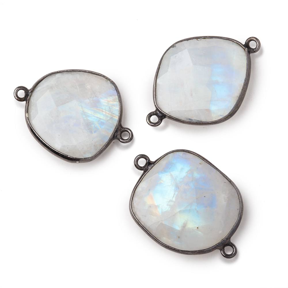 18-20mm Black Gold Bezel Rainbow Moonstone Faceted Nugget Connector 1 piece (ONLINE ORDER ONLY)