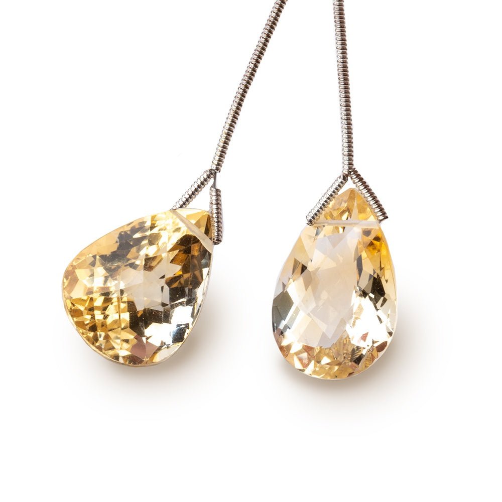 18-20mm Citrine Faceted Pear Focal Set of 2 Beads (ONLINE ORDER ONLY)